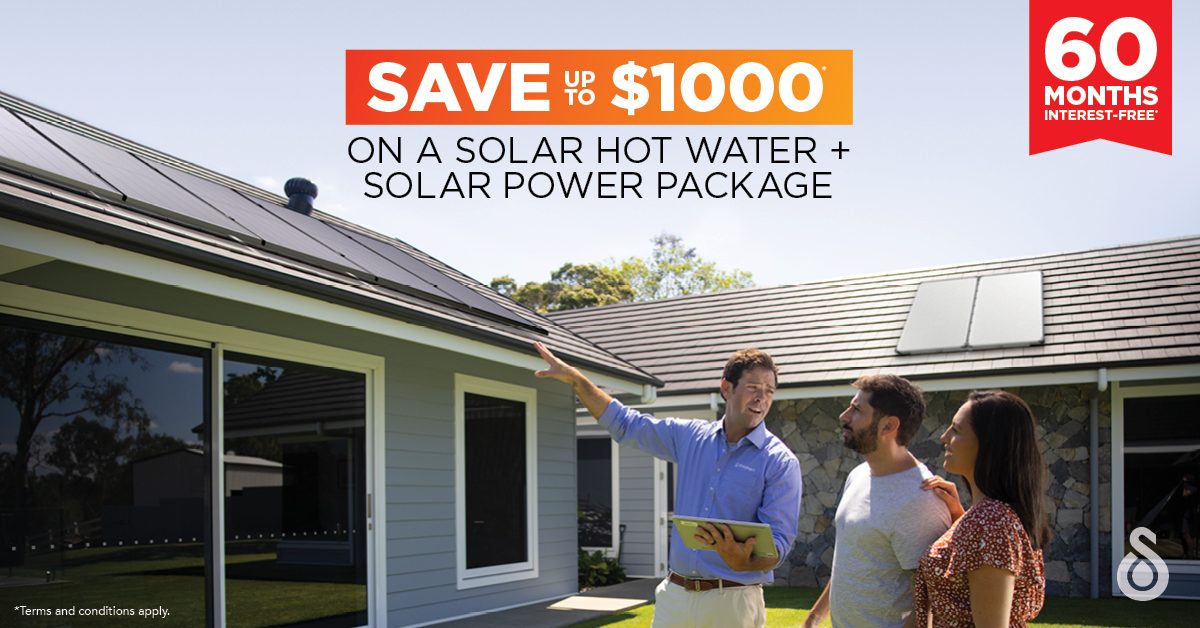 Solahart 60 month interest-free and save up to $1000 on a solar hot water and solar